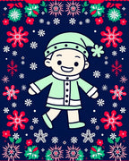 Christmas Character Snowflake Border Rug