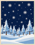 Midnight Blue Snowfall Forest Pines Rug
