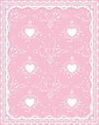 Pink White Heart Lace Border Rug