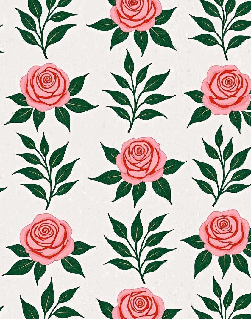 Pink Rose Garden Floral Arrangement Rug