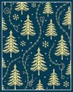 Golden Pine and Snowflake Navy Rug