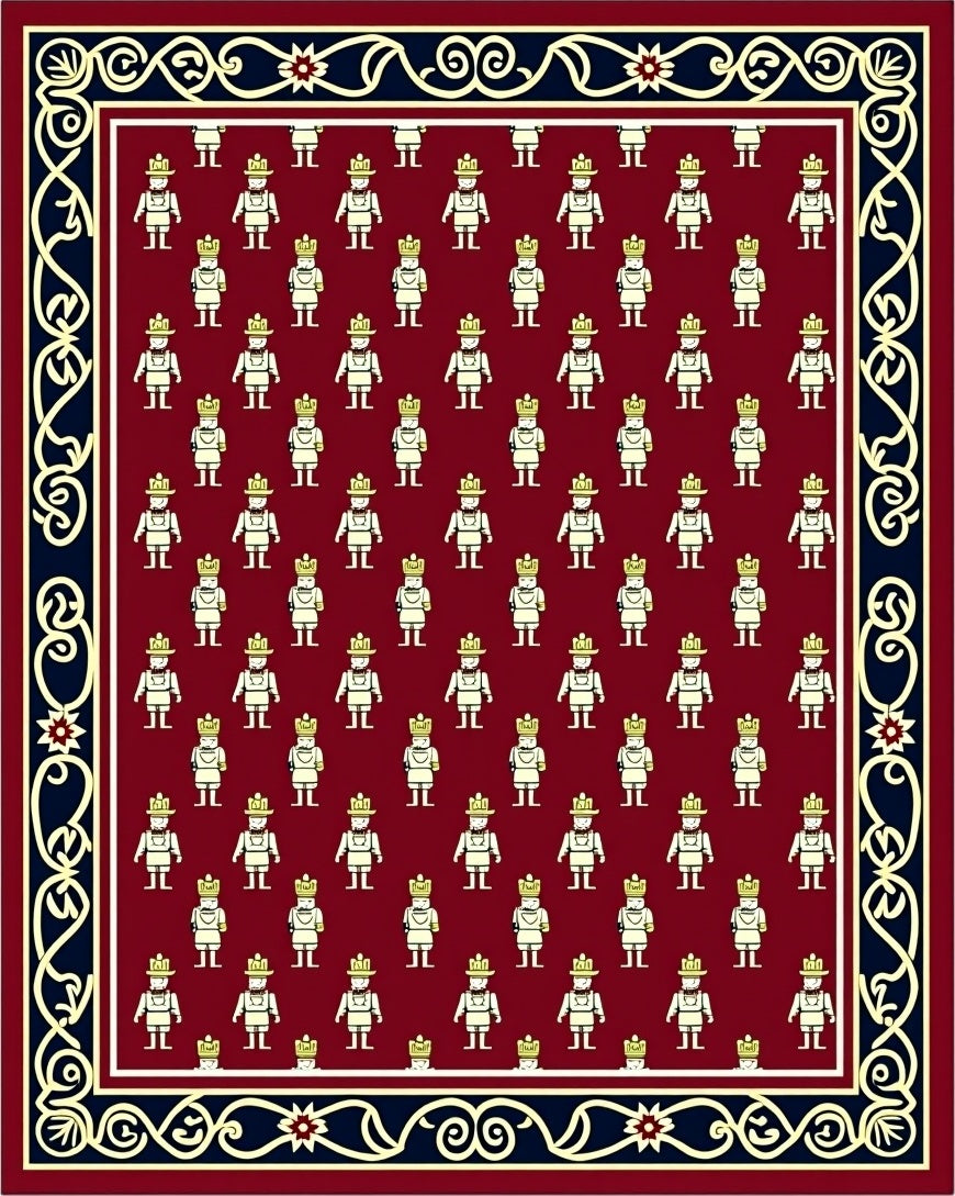 Crimson Regal Soldier Repeating Border Rug