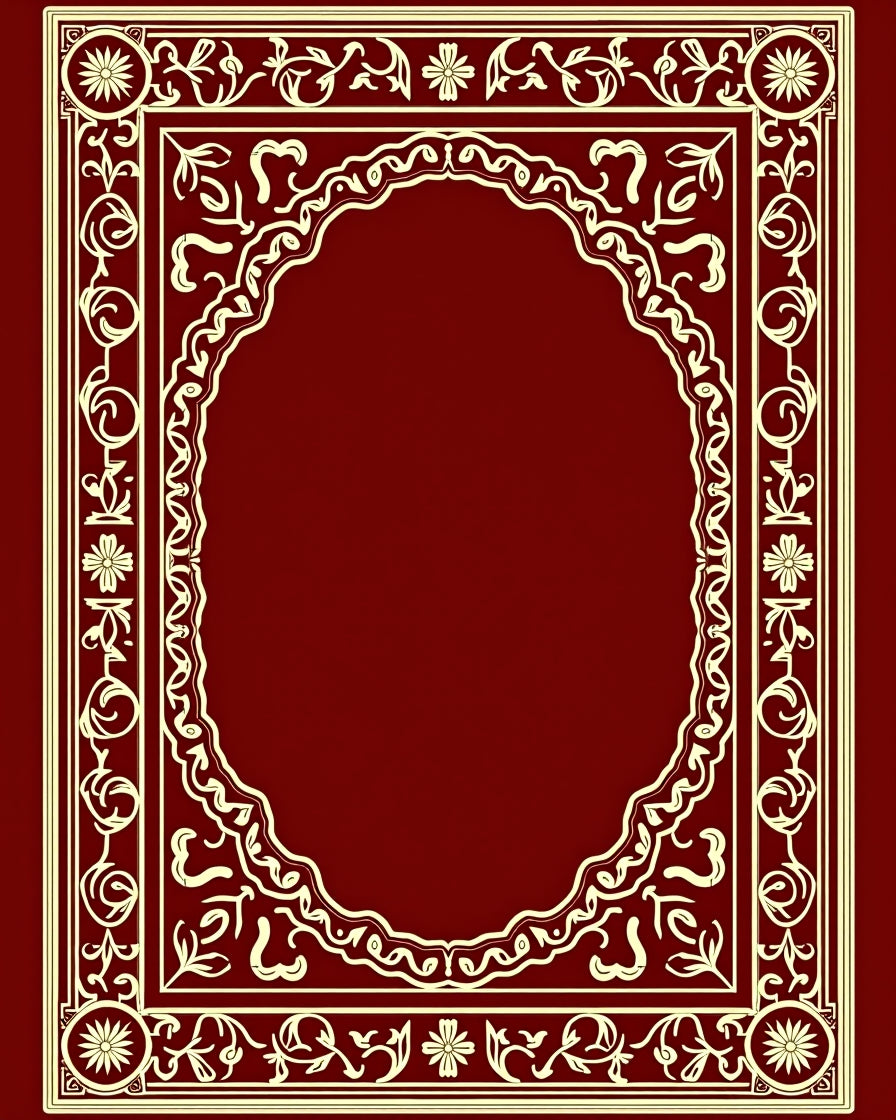 Crimson and Gold Detailed Floral Arch Rug