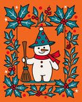 Retro Snowman Holly Frame Rug