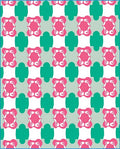 Pink Teal Gray Quatrefoil Arrangement Rug