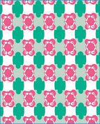 Pink Teal Gray Quatrefoil Arrangement Rug