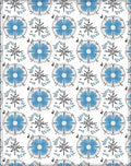 Delicate Blue Floral Radial Medallion Rug