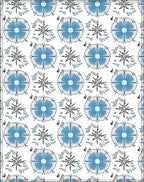 Delicate Blue Floral Radial Medallion Rug