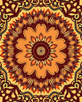 Vibrant Orange and Brown Mandala Rug