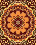 Vibrant Orange and Brown Mandala Rug