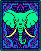 Vibrant Green Elephant Tribal Mandala Rug
