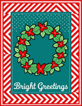 Red White Chevron Green Wreath Rug