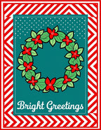 Red White Chevron Green Wreath Rug