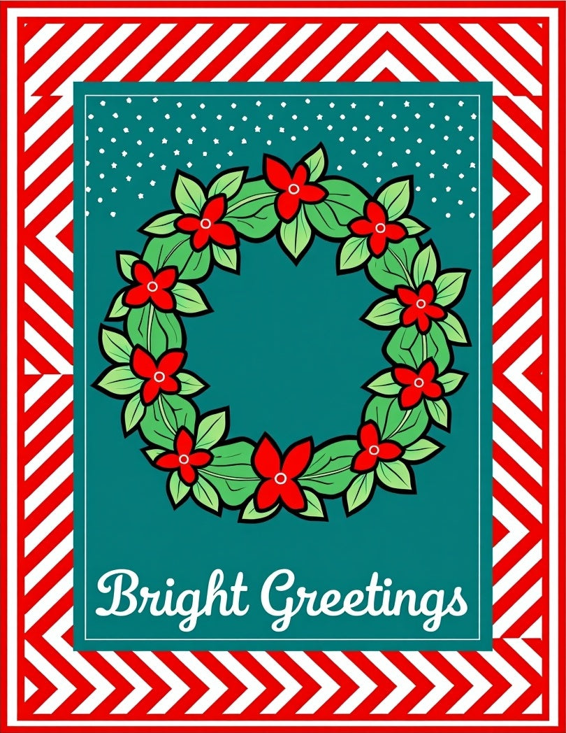 Red White Chevron Green Wreath Rug