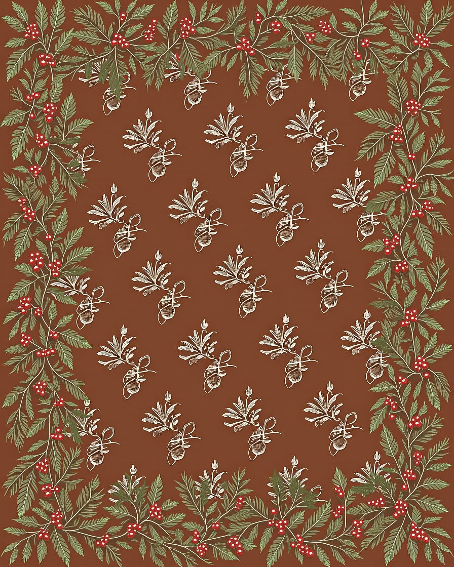 Rustic Acorn Berry Garland Rug