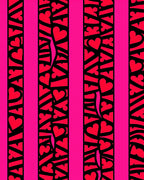 Pink Red Heart Stripe Rug