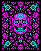 Vibrant Skull Floral Garden Rug