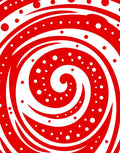 Red White Swirl Polka Dot Accent Rug