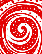 Red White Swirl Polka Dot Accent Rug