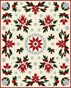 Cream Red Green Holly Snowflake Collage Rug