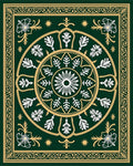 Emerald Green Floral Medallion Mandala Rug
