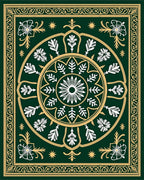 Emerald Green Floral Medallion Mandala Rug