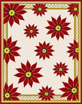 Crimson Floral Gold Border Medallion Rug