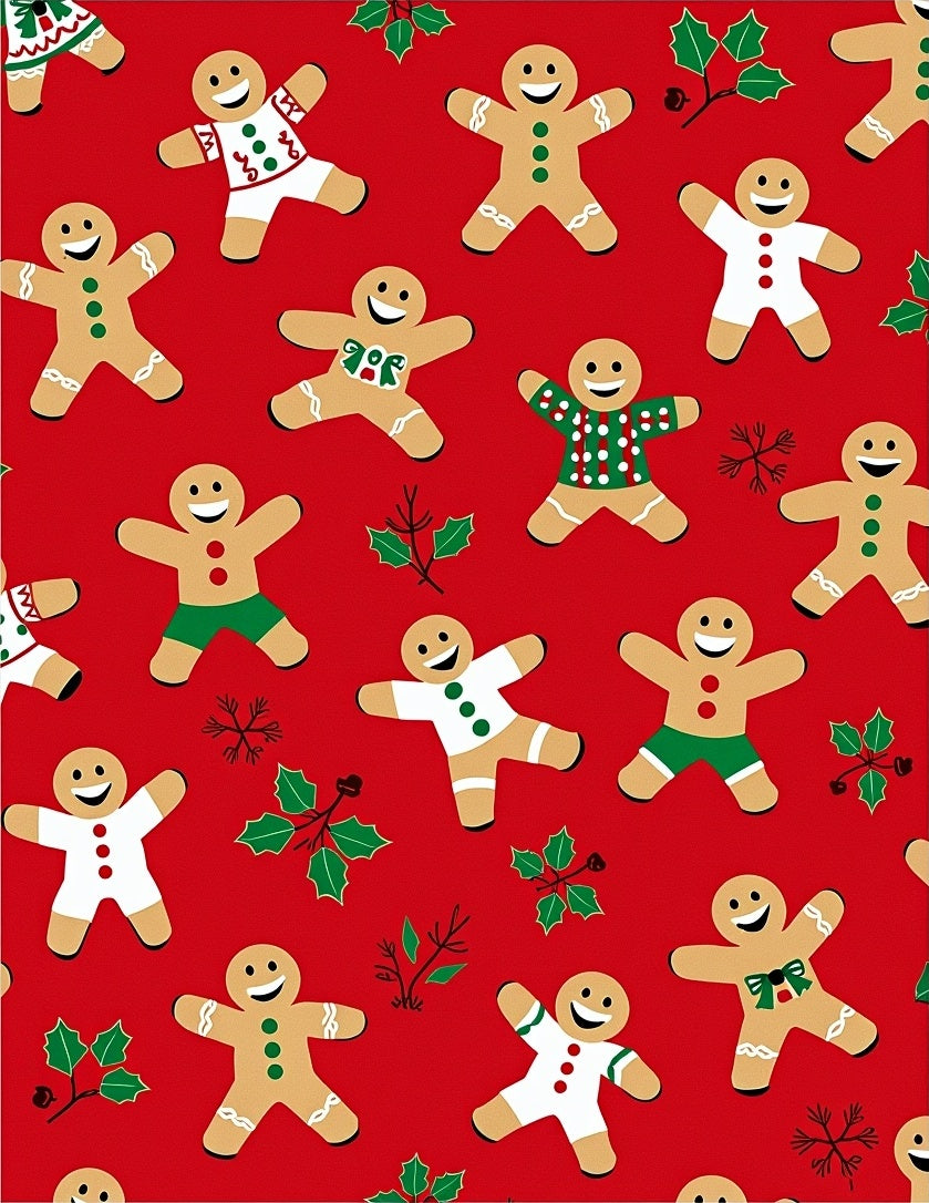 Christmas Gingerbread Man Holly Red Rug