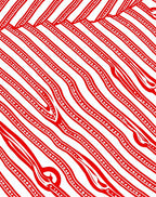 Crimson White Wavy Stripe Rug