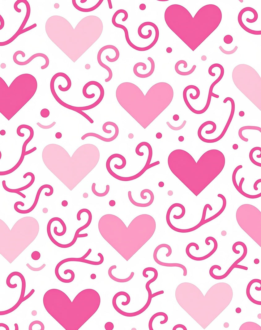 Pink Hearts Swirls and Dots Rug