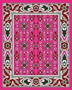 Pink Jewel Tone Geometric Floral Medallion Rug