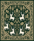 Dark Green Forest Fauna Woodland Medallion Rug