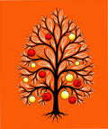 Whimsical red yellow ornamented tree Rug