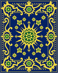 Royal Blue Golden Starburst Medallion Rug