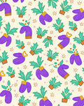 Whimsical Purple Mittens Potted Plants Rug