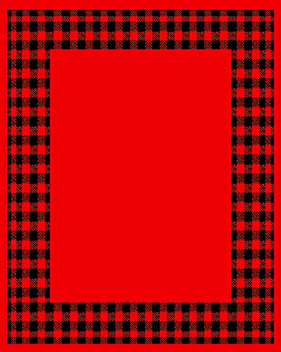 Bold Red Black Buffalo Check Border Rug
