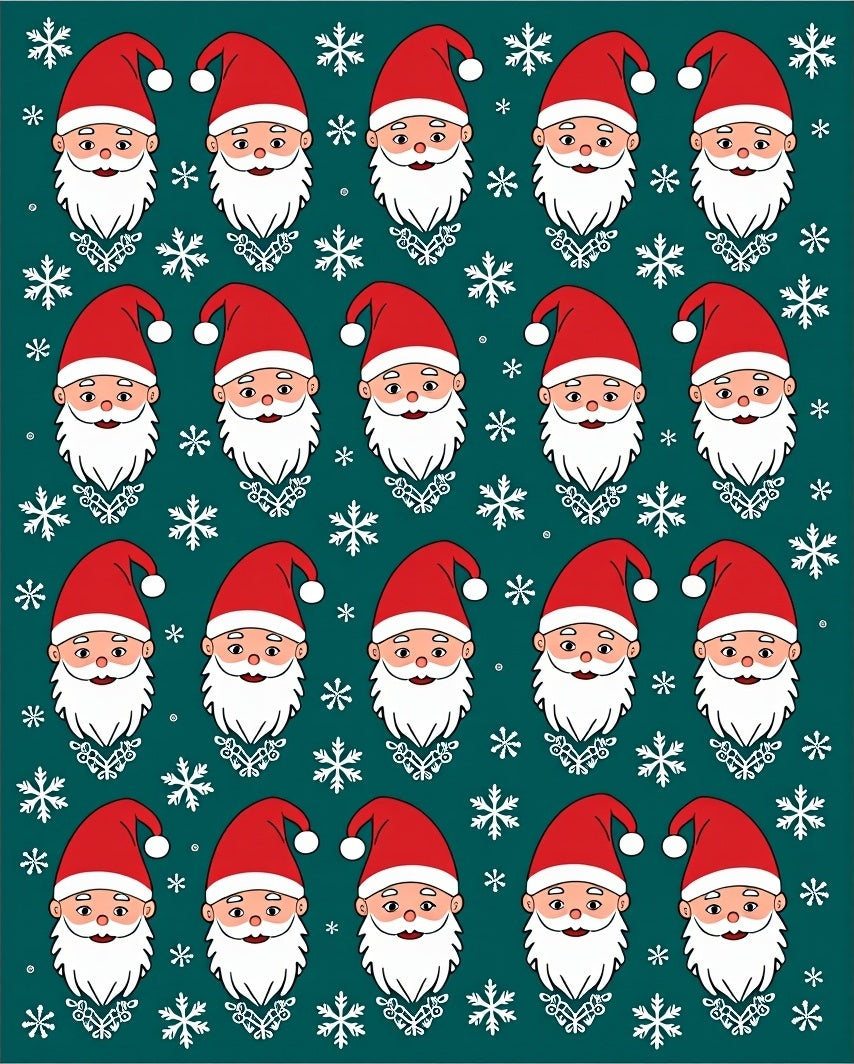 Festive Red Santa Claus Snowflakes Background Rug