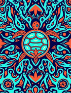 Bold Turtle Tribal Mandala Rug