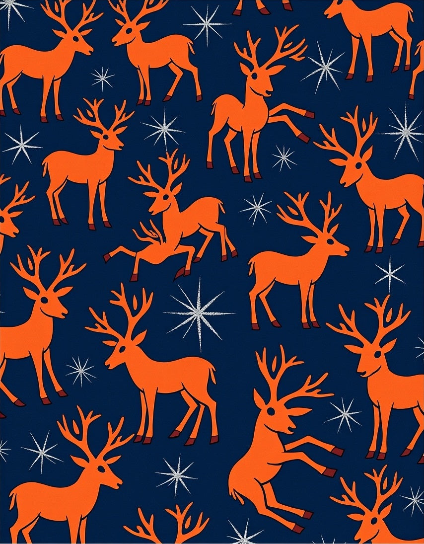 Orange Deer Winter Night Sky Rug