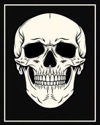 Cream Skull Black Outline Rug