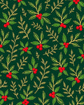 Emerald Green Holly Berry Branches Rug