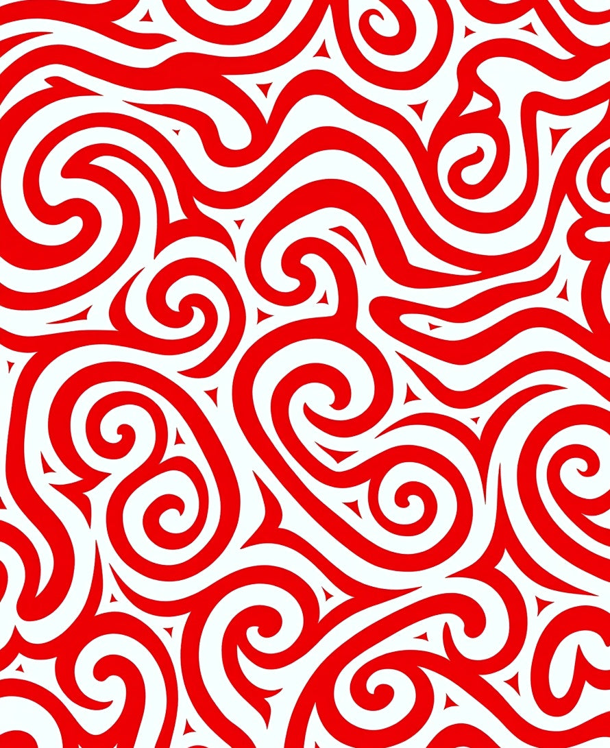 Crimson Curly Swirl Ornament Rug