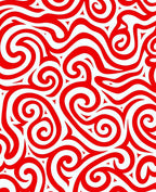 Crimson Curly Swirl Ornament Rug