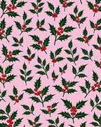 Festive Red Holly Berry Branches Rug