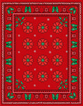 Vibrant Red Floral Bordered Rug