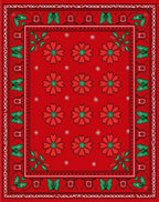 Vibrant Red Floral Bordered Rug