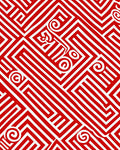 Bold Red Labyrinth Swirls Rug