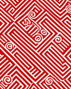 Bold Red Labyrinth Swirls Rug