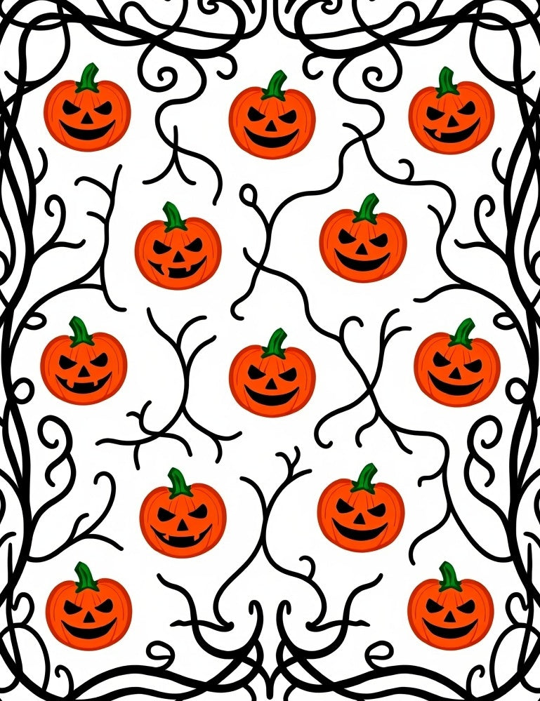 Spooky Orange Jack O Lantern Garland Rug