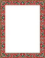 Crimson Green Leaf Scroll Border Rug